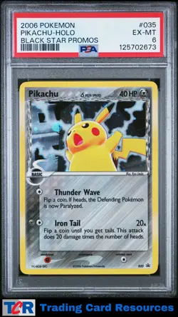 2006 Pokemon Black Star Promos #035 Pikachu Holo PSA 6 EX-MT - Image 1