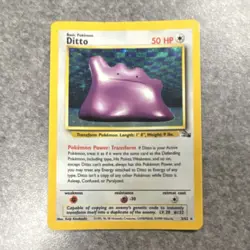 Pokemon TCG Ditto Fossil Holo Rare Unlimited 50 HP Basic 3/62 Vintage English - Image 1