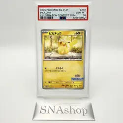 PSA 10 Pikachu Promo 242/SV-P Illustration Contest 2025 Pokemon Card Japanese - Image 3