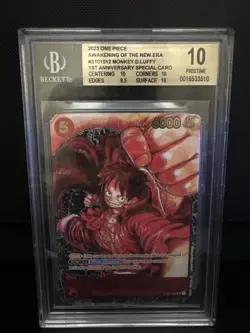 One Piece TCG Monkey D Luffy ST01-012 SR Alt Art 1st Anniversary ENG PRESTINE 10 - Image 1