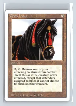 (2x) EBONY HORSE – MTG Magic the Gathering Card – Revised – Rare - Image 1