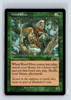 WOOD ELVES – MTG Magic the Gathering Card – Exodus – Common - Image 1