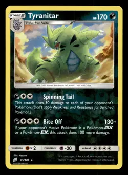 Tyranitar 85/181 Rare Team Up Reverse Holo Pokemon NM - Image 1