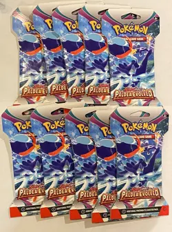 Pokemon TCG Paldea Evolved Sleeved Booster Packs, Lot of 10, Sealed New - Image 1