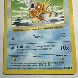 Pokemon Magikarp Base Set Shadowless EN Regular 30 HP Common Card 35/102 - Image 3