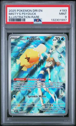 2025 POKEMON DRI EN-DESTINED RIVALS ILLUSTRATION RARE #193 MISTY'S PSYDUCK PSA 9 - Image 1