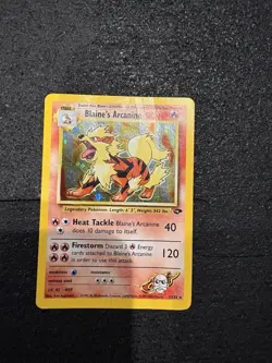 Blaine’s Arcanine 1/132 Holo Rare Gym Challenge WOTC Vintage Pokemon Card LP - Image 1