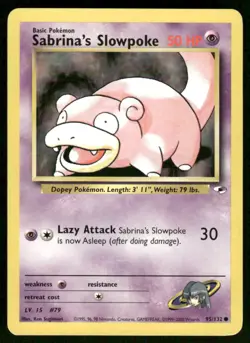 Pokemon Cards Sabrina's Slowpoke 95/132 Unlimited Gym Heroes WOTC Common LP - Image 1