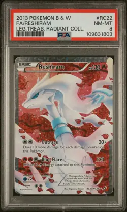 2013 Pokemon Black & White Legendary Treasures Radiant Coll Reshiram #RC22 PSA 8 - Image 1