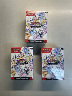 Pokemon TCG Scarlet & Violet Prismatic Evolutions 3 Booster Bundles New - Image 1