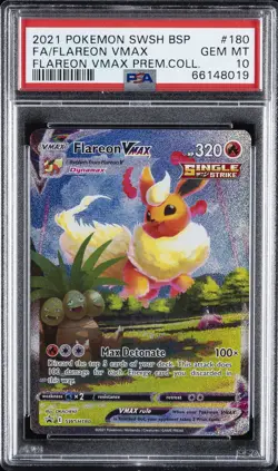 2021 POKEMON SWSH BLACK STAR PROMO #180 FULL ART/FLAREON VMAX PSA 10 - Image 1
