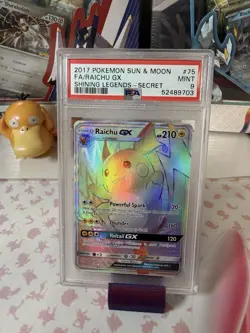 2017 Pokemon Sun & Moon Shining Legends Raichu GX #75 PSA 9 (SHIPS TODAY) - Image 1