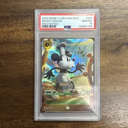 2025 Disney Lorcana EN 9 Enchanted Mickey Mouse Steamboat Pilot PSA 10 - Image 1