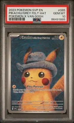 Pokemon Pikachu TCG Promo Card Grey Felt Hat Van Gogh PSA 10 - Image 1