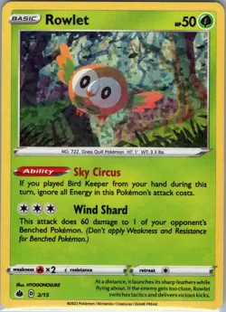 Rowlet - 2/15 002/015 Holo McDonald's Promos 2022 - Pokemon Card - NM - Image 1