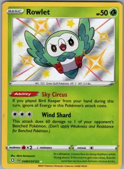 Rowlet SV001/SV122 Shining Fates: Shiny Vault - Pokemon Card - NM - Image 1