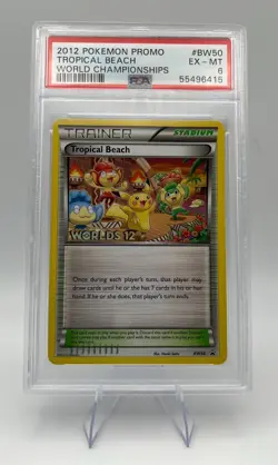 2012 Pokemon World Championships Promo Tropical Beach #BW50 PSA 6 - Image 1