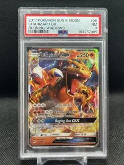 2017 Pokemon CHARIZARD GX Holo Sun & Moon Burning Shadows Rare 20/147 PSA 7 - Image 1