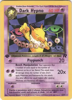 Dark Hypno 26/82 Rare Team Rocket Pokemon 1st Edition NM - Image 1