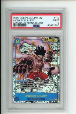 2025 ONE PIECE MANGA ALTERNATE ART OP11-118 MONKEY D. LUFFY PSA 9 - Image 1