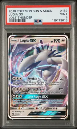 PSA 9 Lugia GX 159/214 Holo Sun & Moon SM Lost Thunder Pokemon Card MINT - Image 1