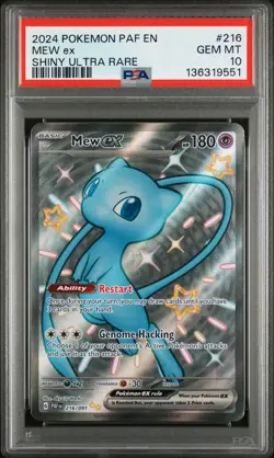 2024 POKEMON PAF EN-PALDEAN FATES SHINY ULTRA RARE #216 MEW EX PSA 10 - Image 1