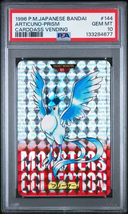 1996 POKEMON JAPANESE BANDAI CARDDASS VENDING #144 ARTICUNO-PRISM PSA 10 - Image 1