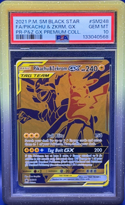 2021 POKEMON SM BLACK STAR PROMO #SM248 FULL ART/PIKACHU & ZEKROM GX PSA 10 - Image 1