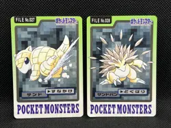 Sandslash No.028 & Sandshrew No.027 Carddass 1997 Japanese Pokemon Card - Image 1