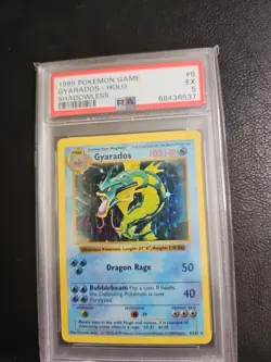 1999 Holo Rare Gyarados 6/102 Shadowless Base Set Pokemon Card TCG PSA 5 - Image 3