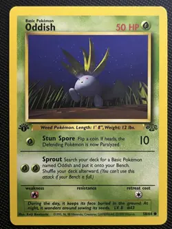 Oddish 58/64 - Jungle Set - 1st Edition Common Pokemon Card - Near Mint - Image 1