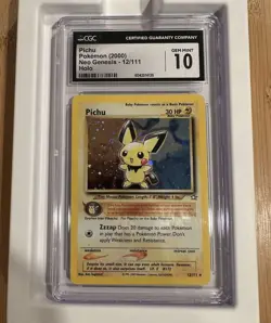 Pokemon Pichu Neo Genesis Unlimited Holo Rare #12 CGC 10 Gem Mint - Image 1