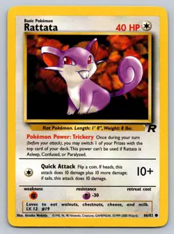 Rattata 66/82 Common Team Rocket Pokemon Unlimited Lightly Played - Image 1