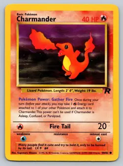 Charmander 50/82 Common Team Rocket Pokemon Unlimited Near Mint - Image 1