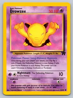 Drowzee 54/82 Common Team Rocket Pokemon Unlimited Lightly Played - Image 1