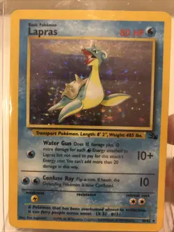 Pokemon TCG Lapras Fossil 10 Holo Unlimited Holo Rare Heavily Played To MP - Image 1