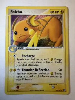 Pokemon TCG Raichu EX FireRed & LeafGreen Holo Rare 12/112 2004 80 HP - Image 1