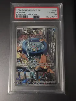 2024 POKEMON SCR EN-STELLAR CROWN ILLUSTRATION RARE #148 SQUIRTLE PSA 10 - Image 1