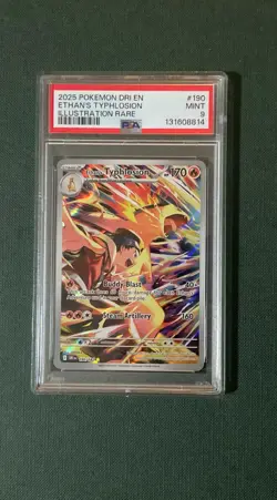 2025 POKEMON DRI EN-DESTINED RIVALS ILLUSTRATION RARE ETHAN'S TYPHLOSION PSA 9 - Image 1