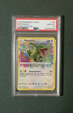 2020 Pokemon SWSH Vivid Voltage #138 Rayquaza Amazing Rare PSA 10 Gem Mint - Image 1
