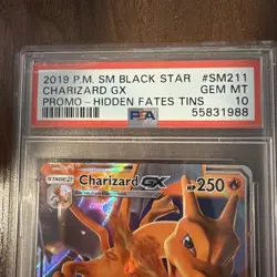 2019 Black Star Promo Hidden Fates Tins # SM211 Charizard GX PSA 10 GEM MINT! - Image 2