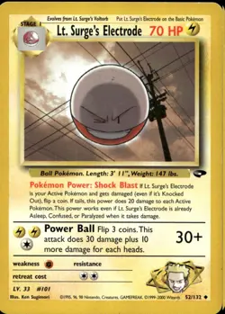 Lt. Surge's Electrode 52/132 Uncommon WOTC Gym Challenge Pokemon - Image 1