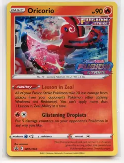 Pokemon Card Oricorio SWSH168 Fusion Strike Promo Stamped Prerelease - Image 1