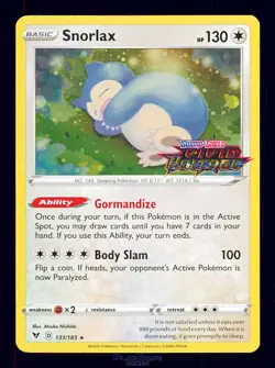 Pokemon Card Snorlax 131/185 Vivid Voltage Rare Holo Promo Stamp Stamped 2020 - Image 1
