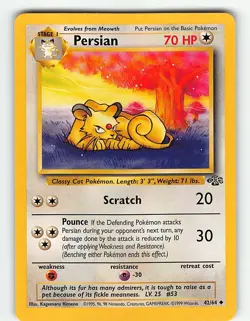PERSIAN 42/64 UNCOMMON JUNGLE POKEMON UNLIMITED MP - Image 2