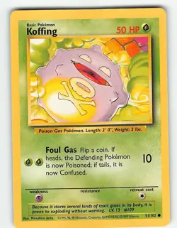KOFFING 51/102 COMMON BASE SET UNLIMITED POKEMON MP - Image 2