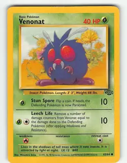 VENONAT 63/64 COMMON JUNGLE POKEMON MP - Image 2