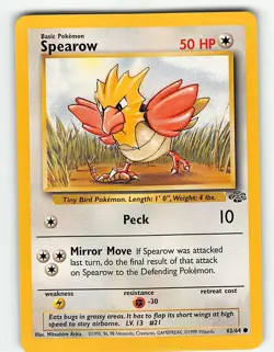 SPEAROW 62/64 COMMON JUNGLE POKEMON UNLIMITED MP - Image 2