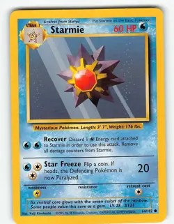 STARMIE 64/102 COMMON BASE SET UNLIMITED POKEMON LP - Image 2