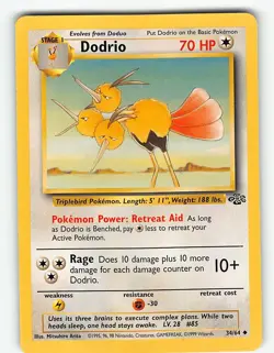 DODRIO 34/64 UNCOMMON JUNGLE POKEMON UNLIMITED LP - Image 2